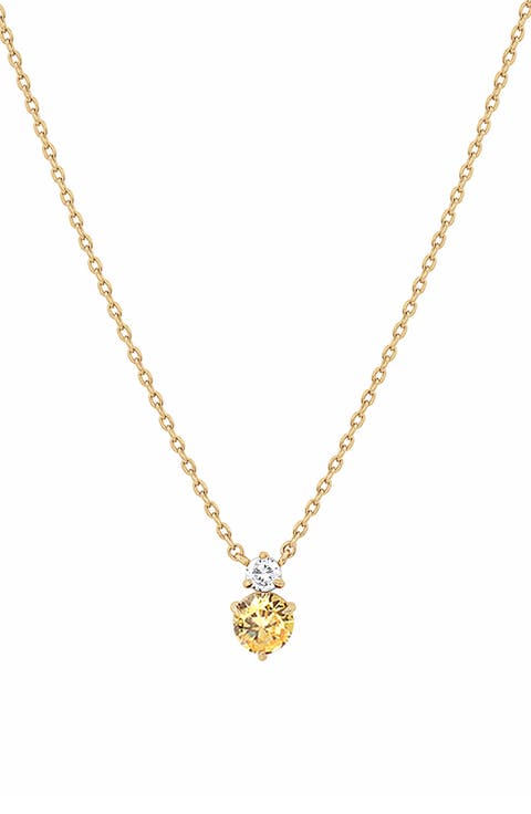 14k Gold Plated Deux Birthstone Necklace Personal Holiday Gift Idea
