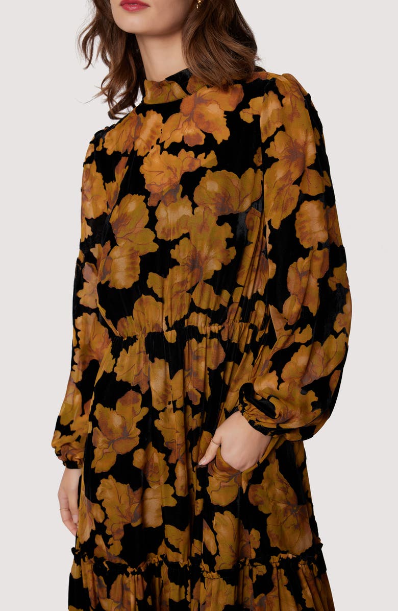 Lost + Wander Massimo Long Sleeve Maxi Dress, Alternate, color, Black Gold