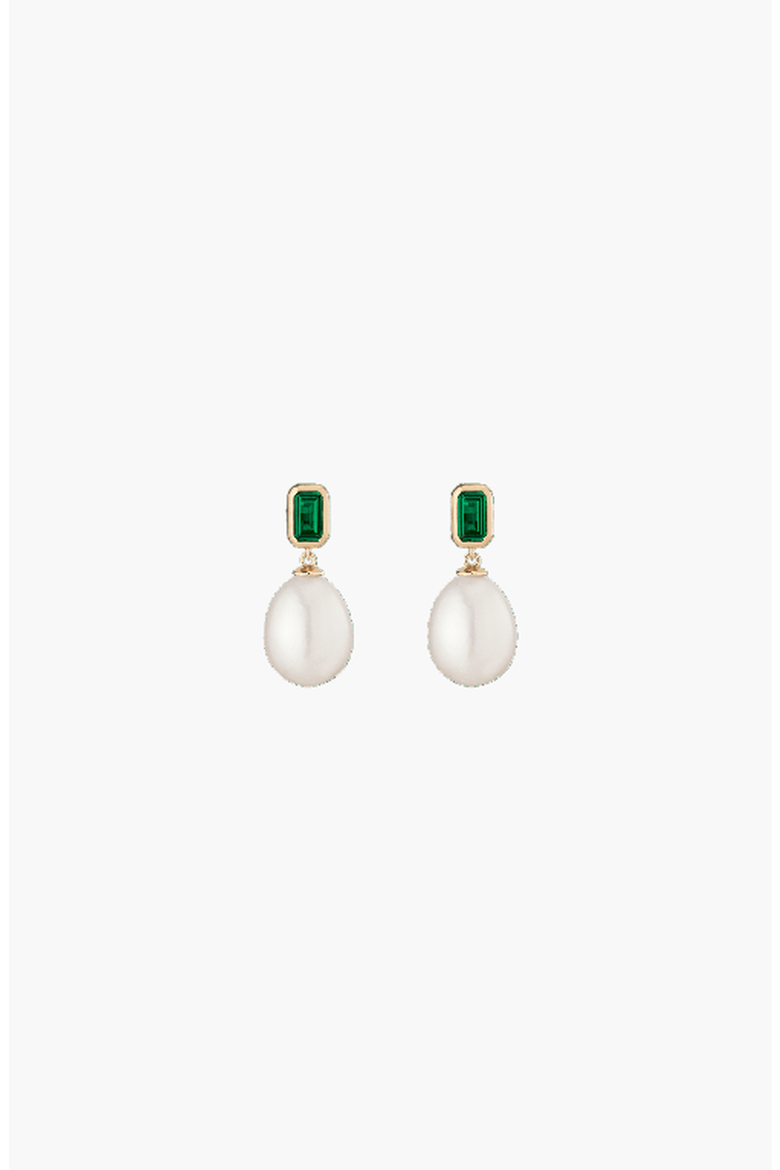 Lab Grown Emerald Heirloom Pearl Drop Earrings, Main, color, Yellow Vermeil