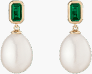 Aurate New York Lab Grown Emerald Heirloom Pearl Drop Earrings