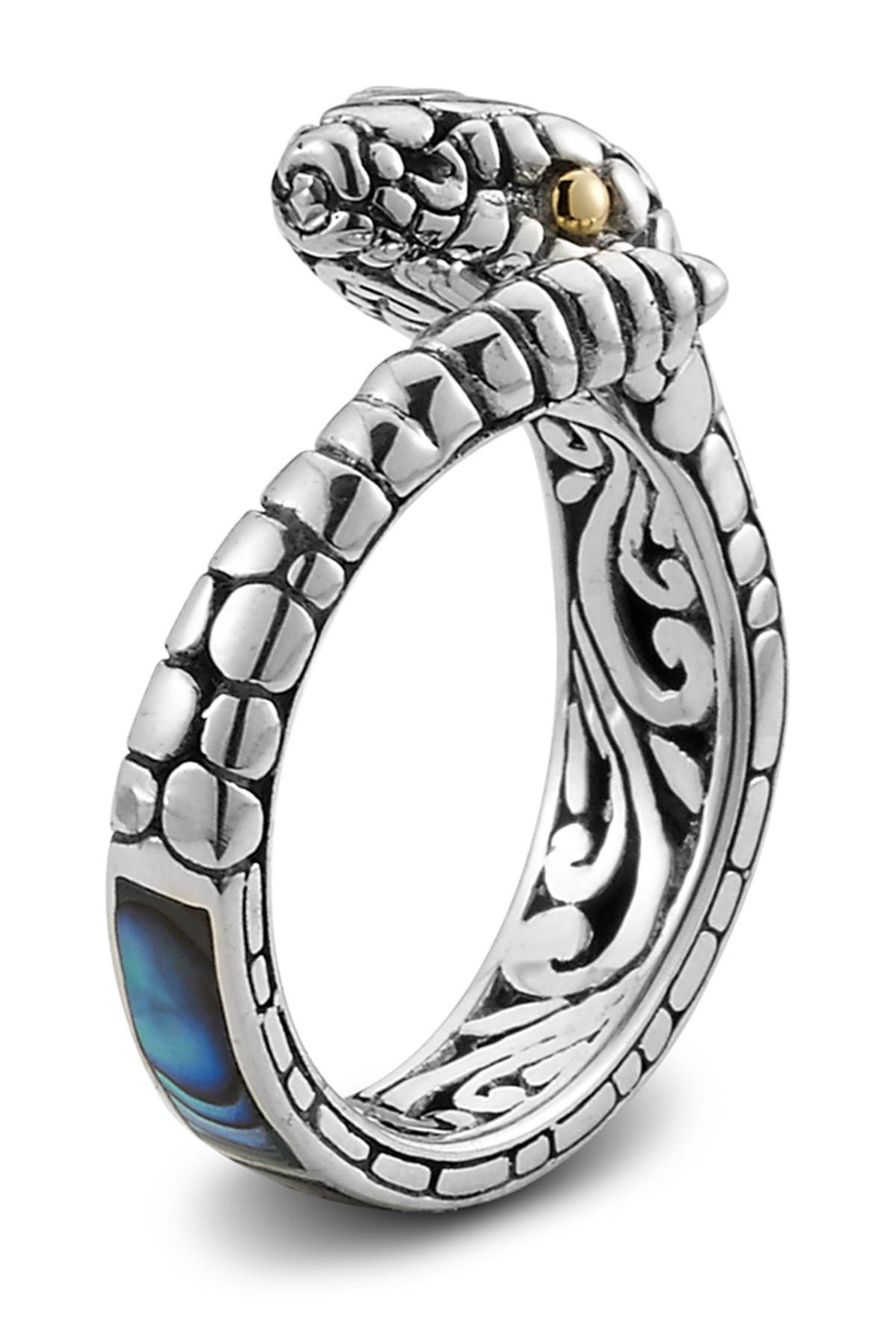 SAMUEL B. Sterling Silver & 18K Gold Abalone Snake Ring (Women ...