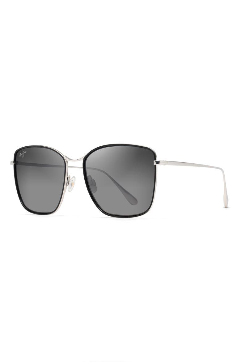 Tiger Lily Gradient PolarizedPlus2® Square Sunglasses, Alternate, color, GLOSS BLACK/ SILVER