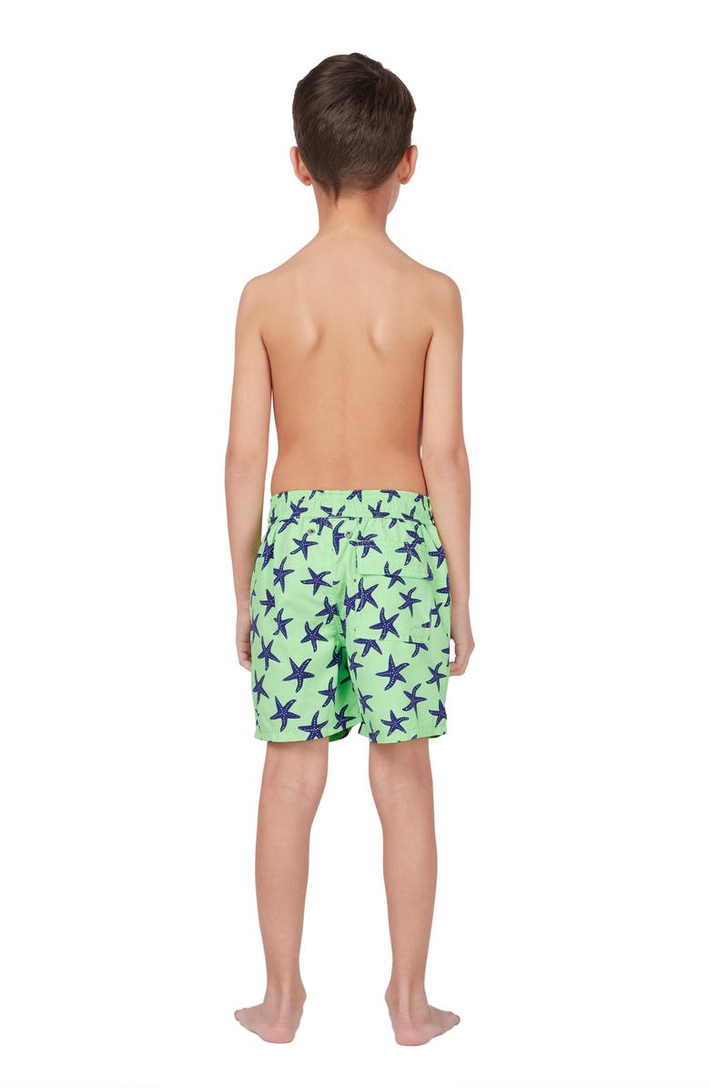 Tom & Teddy Starfish Print Swim Shorts, Alternate, color, 