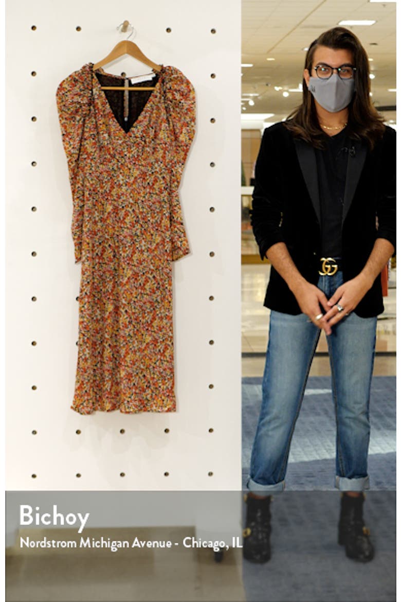 Floral Ruched Long Sleeve Midi Dress video
