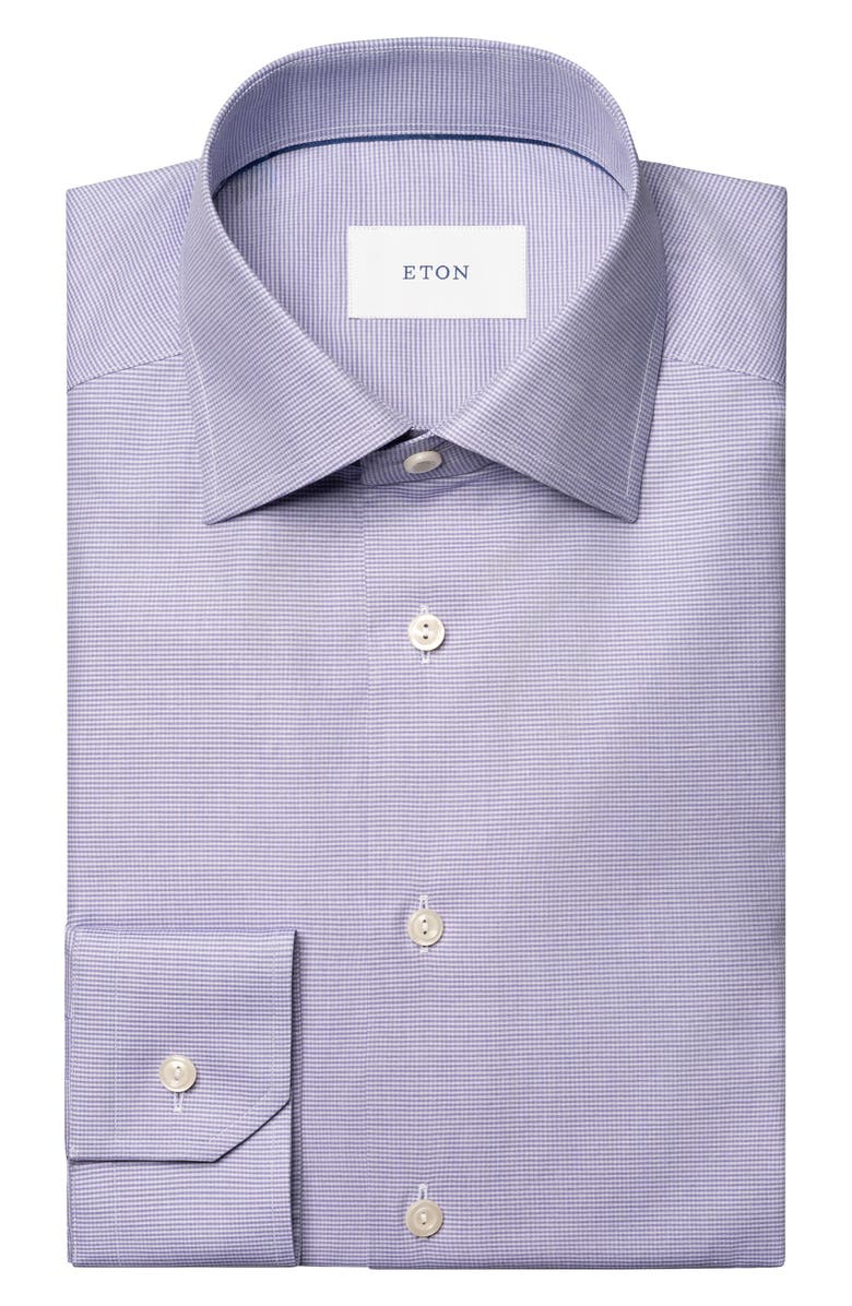 Eton Slim Fit Microcheck Shirt, Alternate, color, Medium Purple