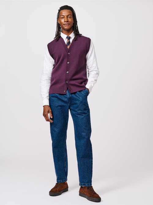Aubin Portman 100% Wool Waistcoat In Purple