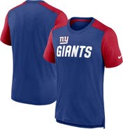 Nike Men's Nike Heathered Royal/Heathered Red New York Giants Color Block Team Name T-Shirt