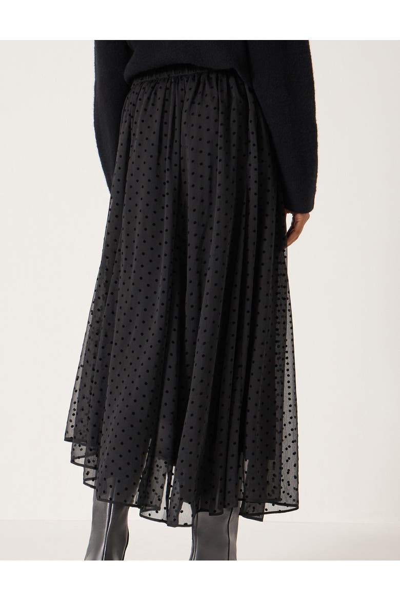Asymmetrical Flocked Spot Skirt, Alternate, color, Black