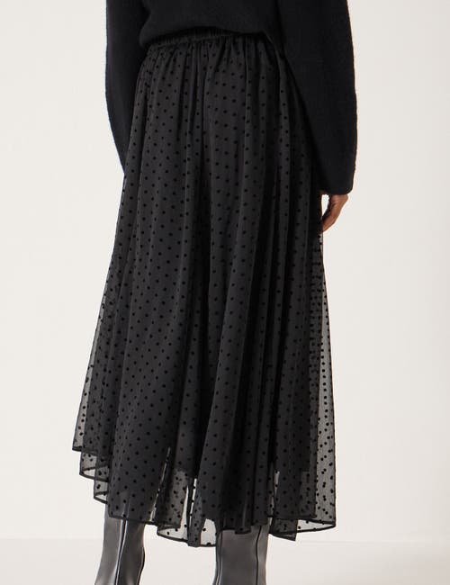 Hush Asymmetrical Flocked Spot Skirt In Black