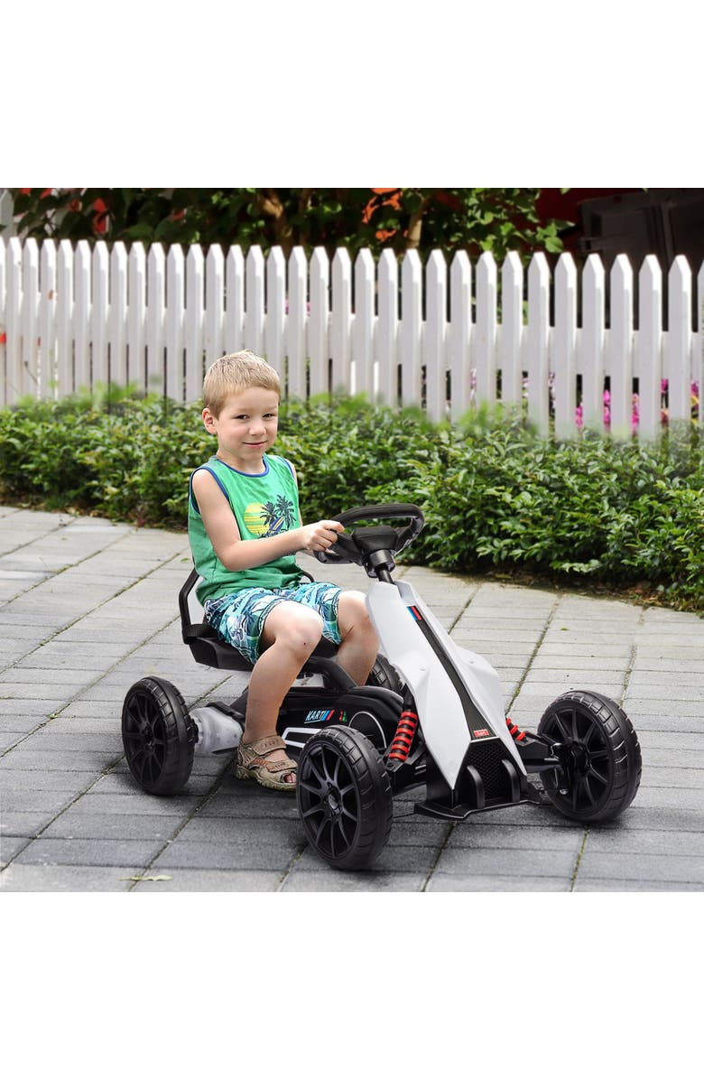 Aosom 12V Kids Electric Go Kart with Forward Backward Drive Adjustable Speed, Alternate, color, White