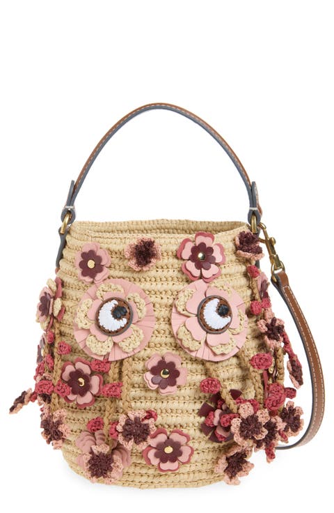 Blossom Creature Crochet Raffia Crossbody Bag