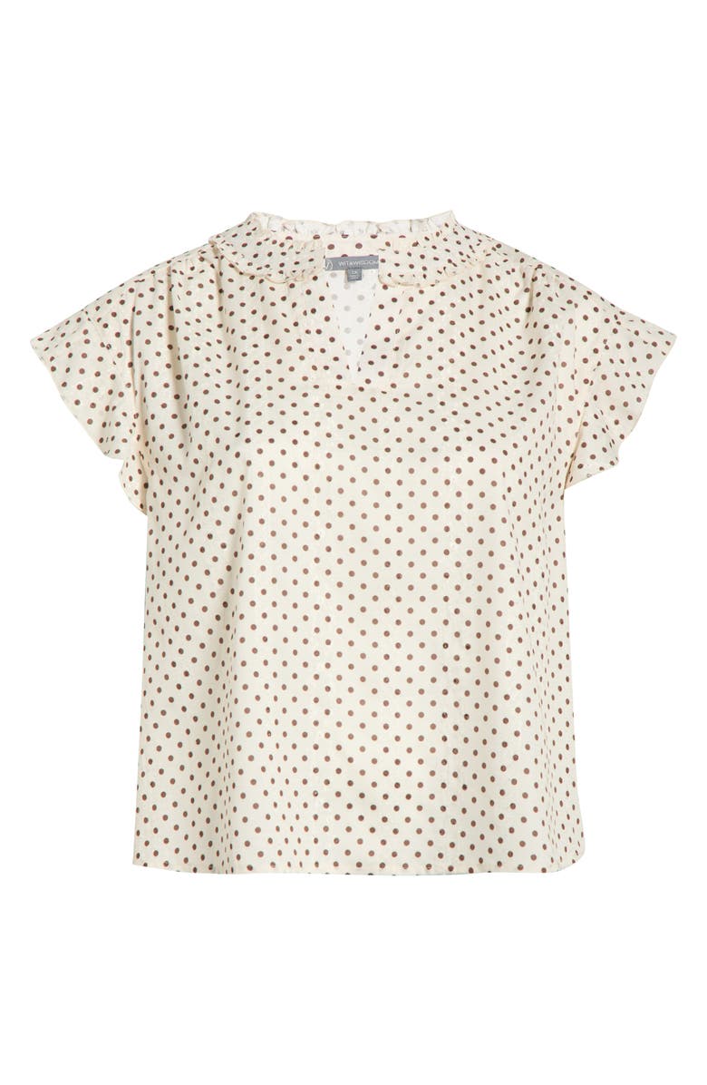 Wit & Wisdom Flutter Sleeve Top, Alternate, color, Ecru/ Brown