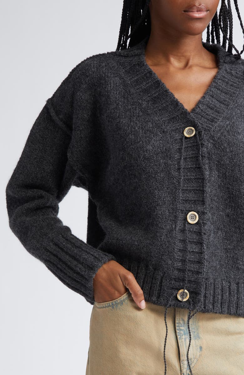 Acne Studios Krypton Wool V-Neck Cardigan, Alternate, color, Anthracite Grey