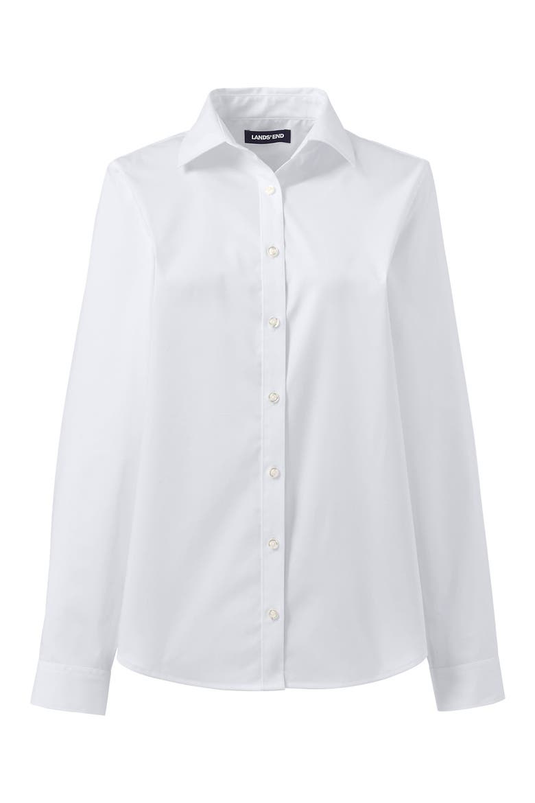 School Uniform  No Gape Long Sleeve Stretch Shirt, Alternate, color, Pearl White