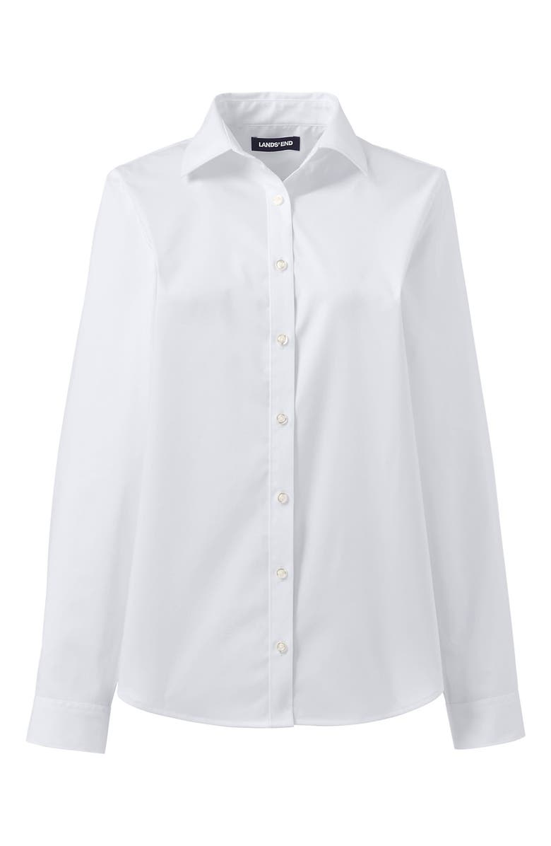 Lands
 End School Uniform  No Gape Long Sleeve Stretch Shirt, Alternate, color, Pearl White