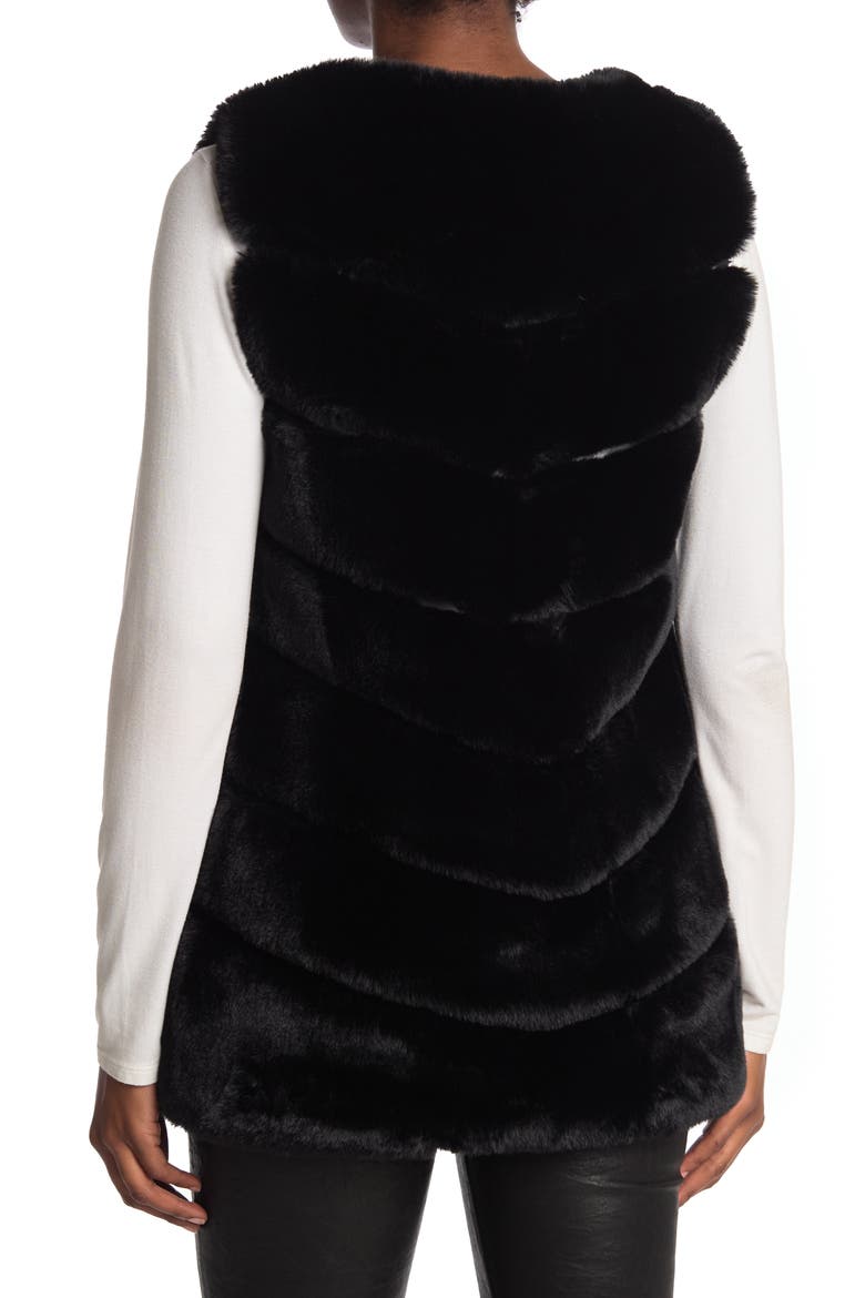 Quilted Faux Fur Vest, Alternate, color, BLACK