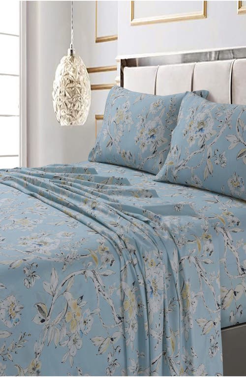 Azores Home Colmar 300 Thread Count Cotton Sateen Sheet Set In Blue