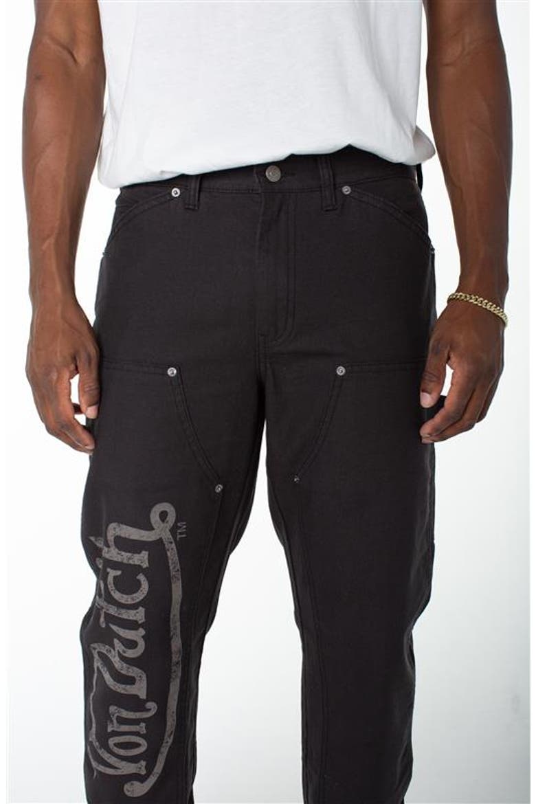 Double Front Straight Leg Carpenter Pants, Main, color, BLACK SOOT