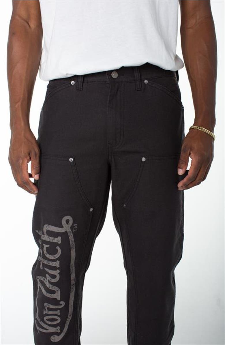 Von Dutch Double Front Straight Leg Carpenter Pants, Main, color, Black Soot