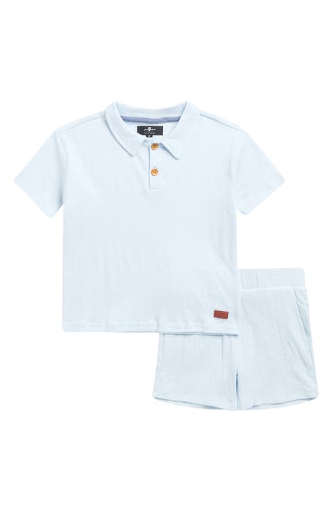 Kids' Coordinated Crinkle Polo & Shorts Set (Little Kid)