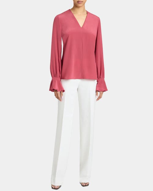 Santorelli Rue Silk Long Sleeve Blouse In Silk Crepe De Chine