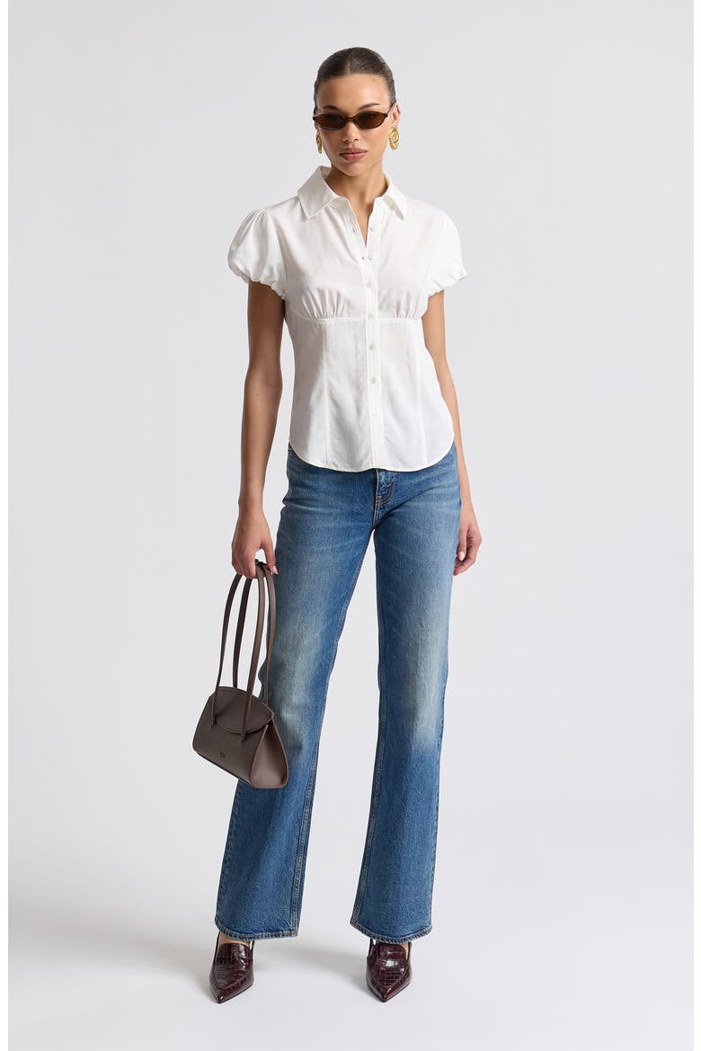Puff Sleeve Fitted Shirt, Alternate, color, CREAM
