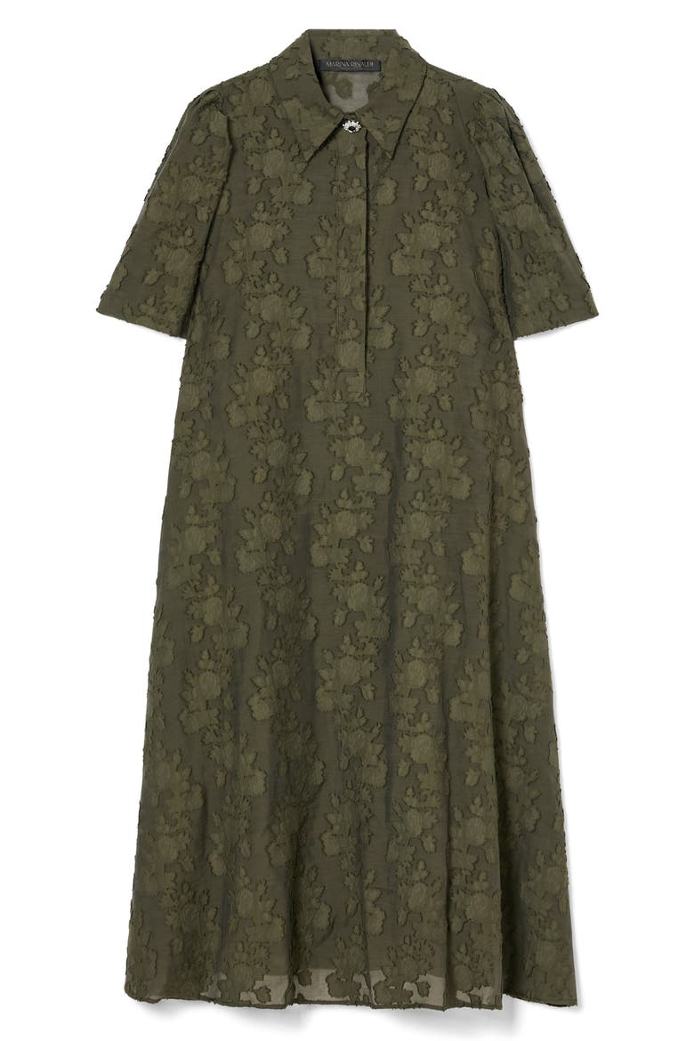 Alain Floral Puff Sleeve Midi Dress, Alternate, color, KAKI