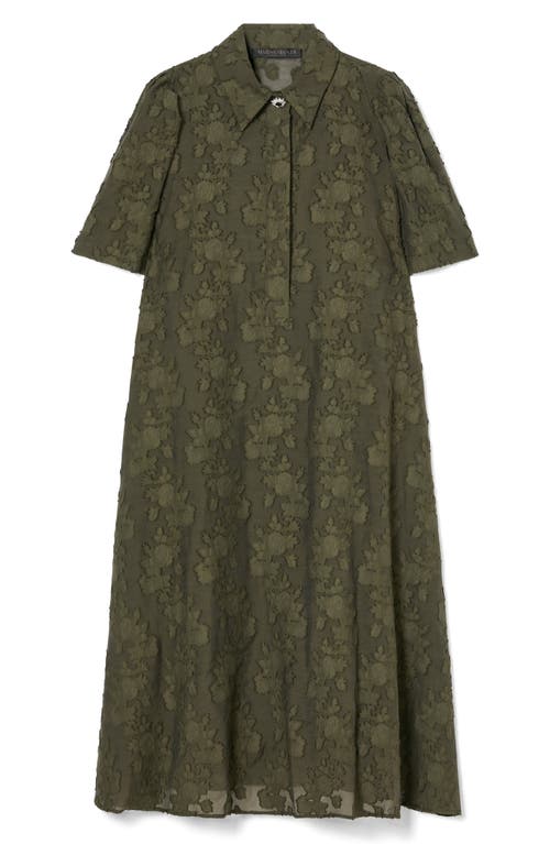 Marina Rinaldi Alain Floral Puff Sleeve Midi Dress In Kaki