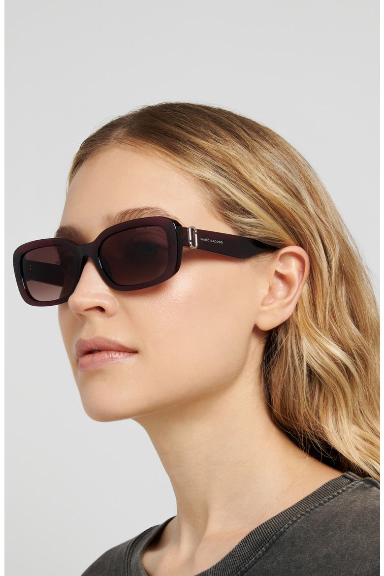 55mm Rectangular Sunglasses, Alternate, color, BURGUNDY/ BROWN SF