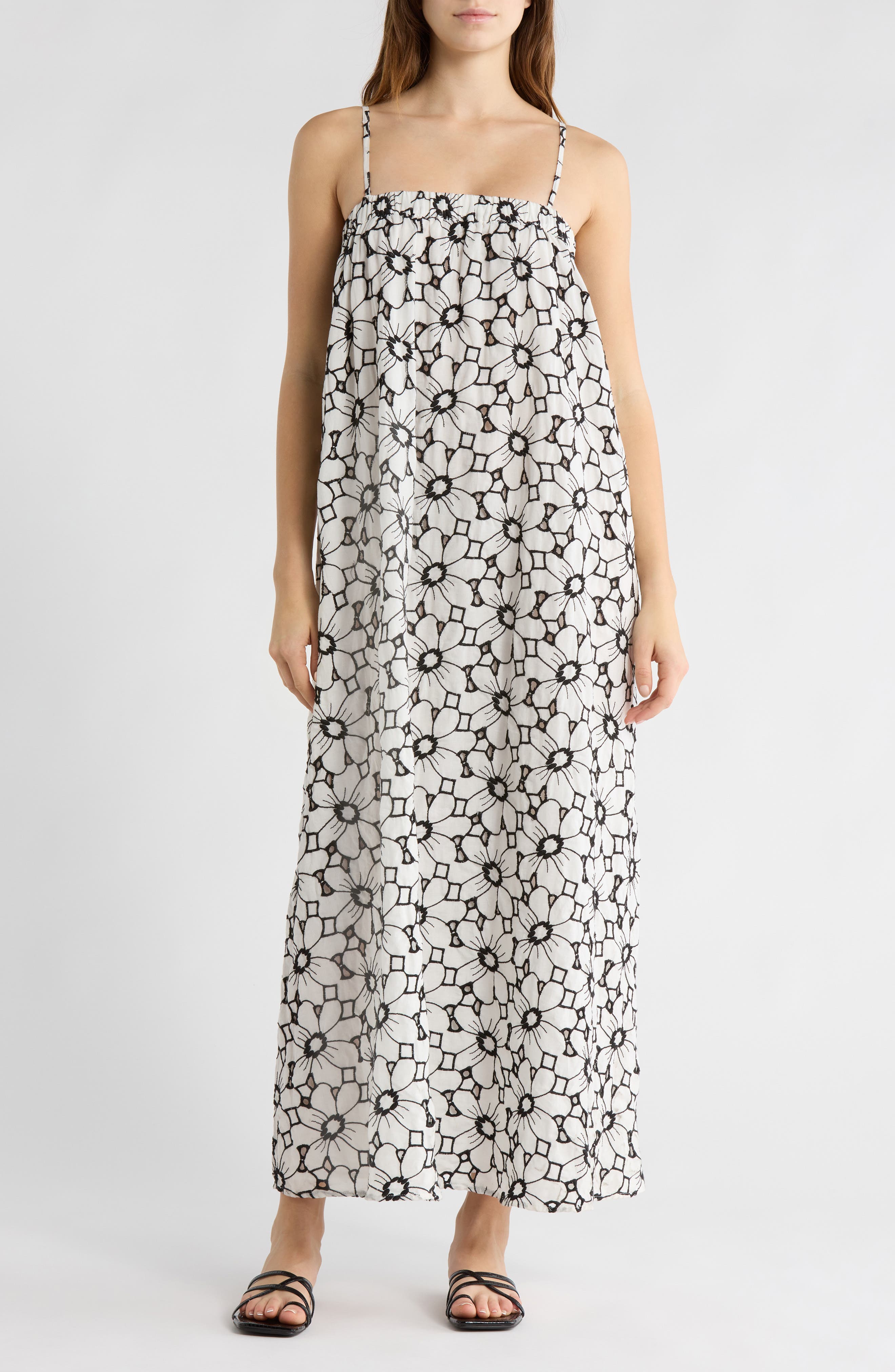 Topshop Floral Embroidered Swing Sundress