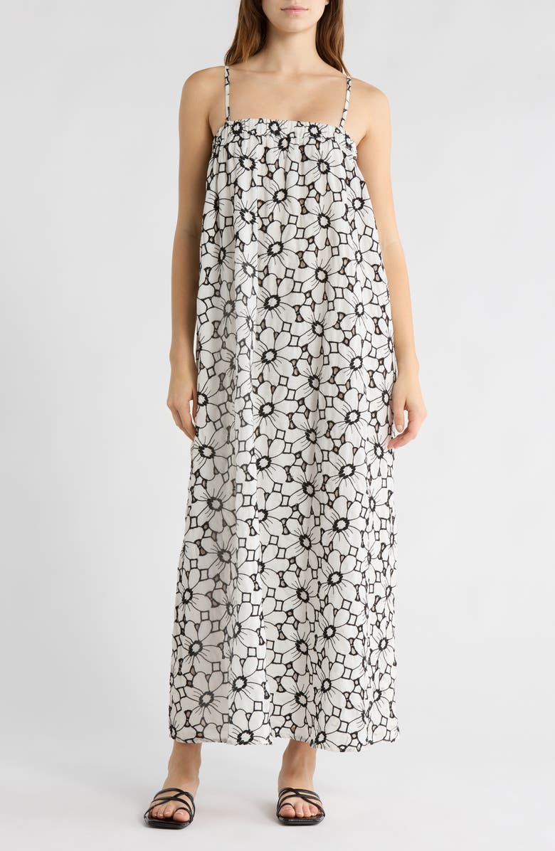 Topshop Floral Embroidered Swing Sundress, Main, color,
