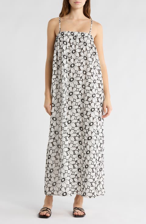 Floral Embroidered Swing Sundress