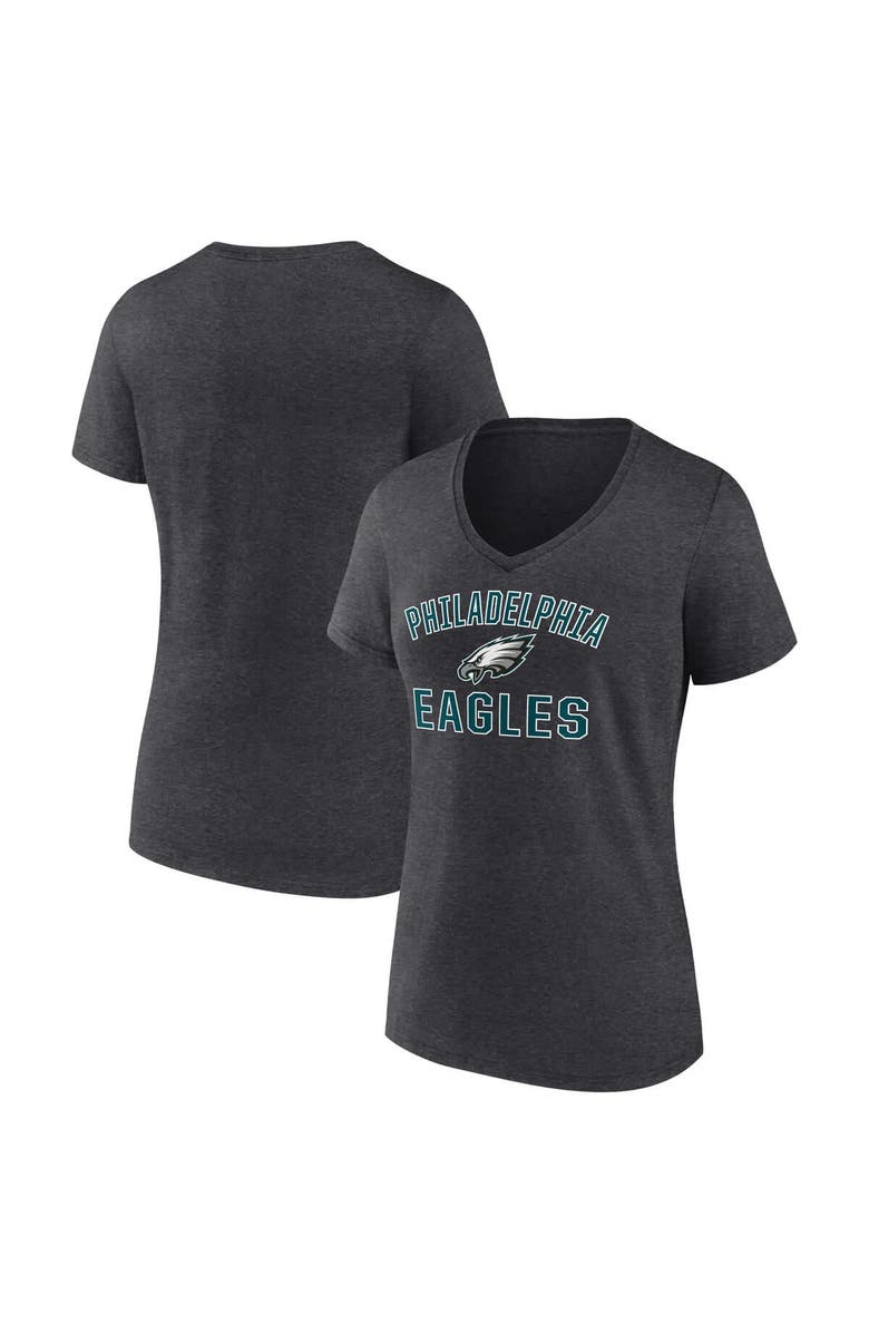 FANATICS Women's Fanatics Heather Charcoal Philadelphia Eagles Victory Arch V-Neck T-Shirt, Alternate, color, 