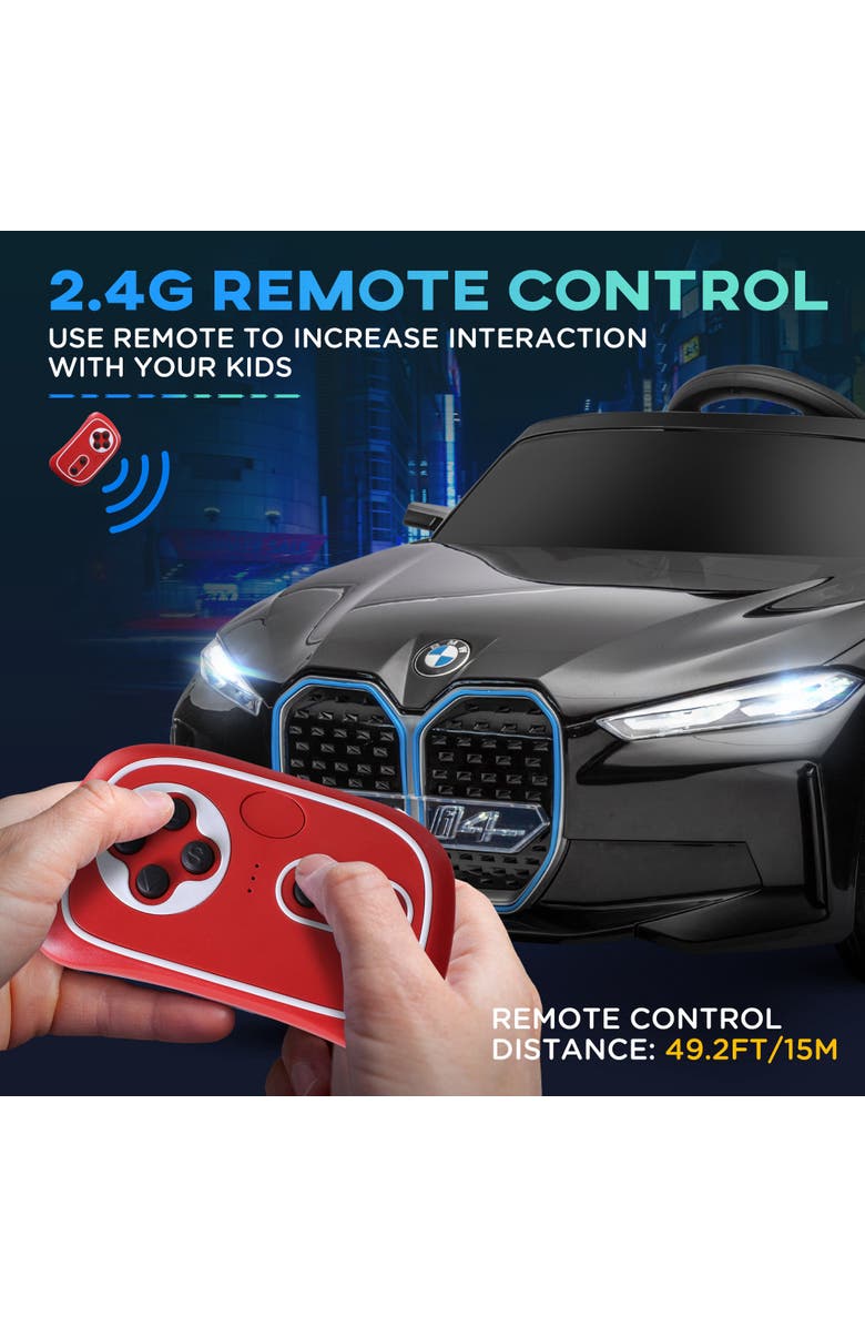 Aosom 12V Licensed BMW Kids Electric Car with 2.4G Remote Control Suspension System Horn Music Lights, Alternate, color, Black