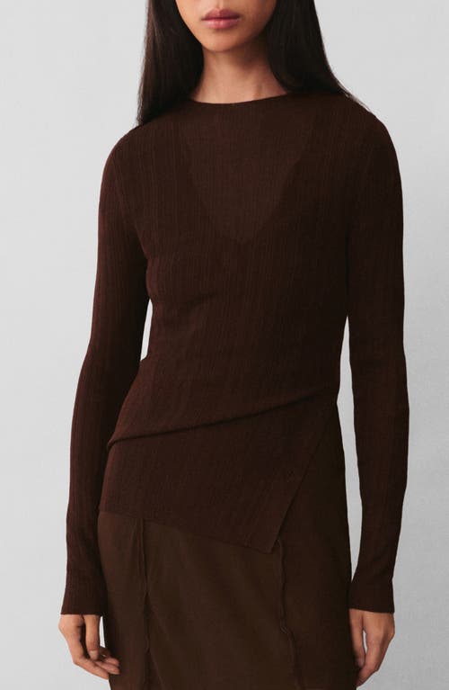 Mango Semitransparent Rib Sweater In Chocolate