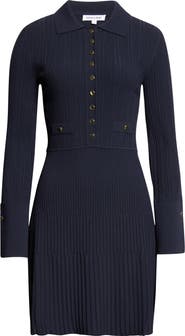 Veronica Beard Lauper Variegated Rib Long Sleeve Sweater Dress