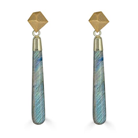 Labradorite Long Drop Earrings