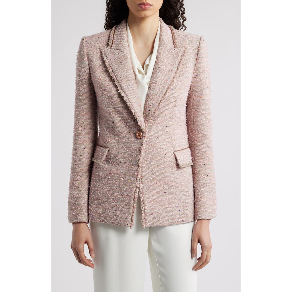 Kobi Halperin Fiorellie Chain-trim Tweed Jacket In Light Pink