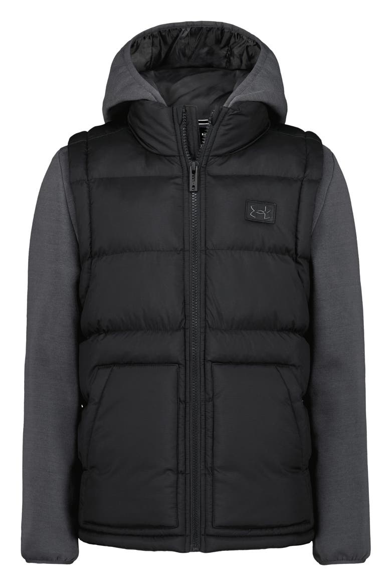 Kids' Water Repellent Mixed Media Jacket, Main, color, BLACK