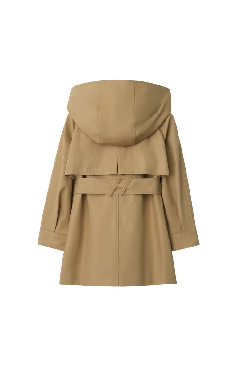 Burberry Cotton Hooded Trench Coat, Alternate, color, Sand