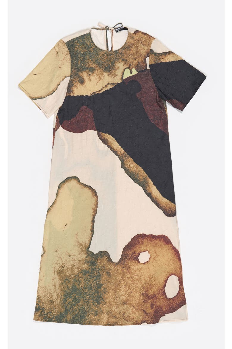 Abstract Straight Cut Maxi Dress With Cut-Outs, Alternate, color, ABSTRACT LIGHT YELLOW