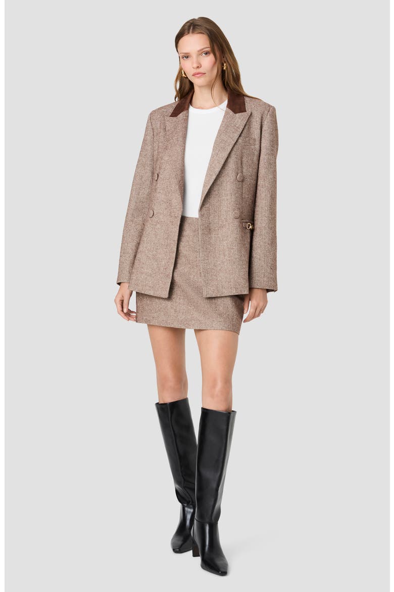 Naya Herringbone Contrast Blazer, Alternate, color, NAYA HERRINGBONE