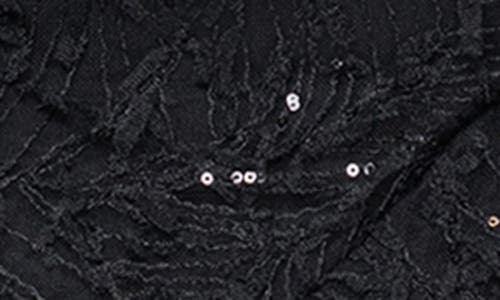 Xscape Evenings Sequin Embroidery One-shoulder High-low Gown In Black