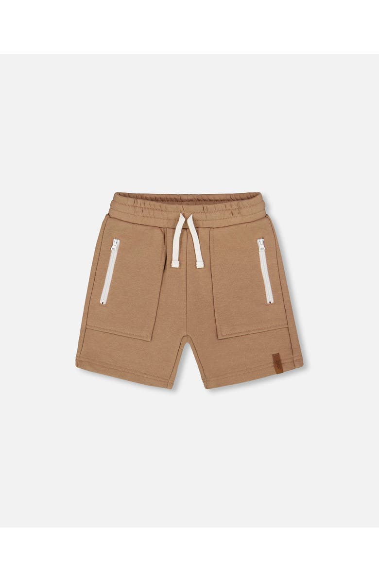 Deux par Deux Little Boy's French Terry Zip Pocket Shorts Beige, Main, color,