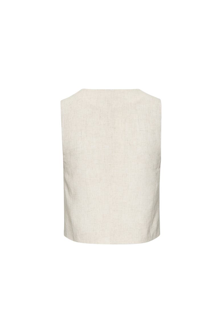 Women's Linen Button Up Vest, Alternate, color, Sand