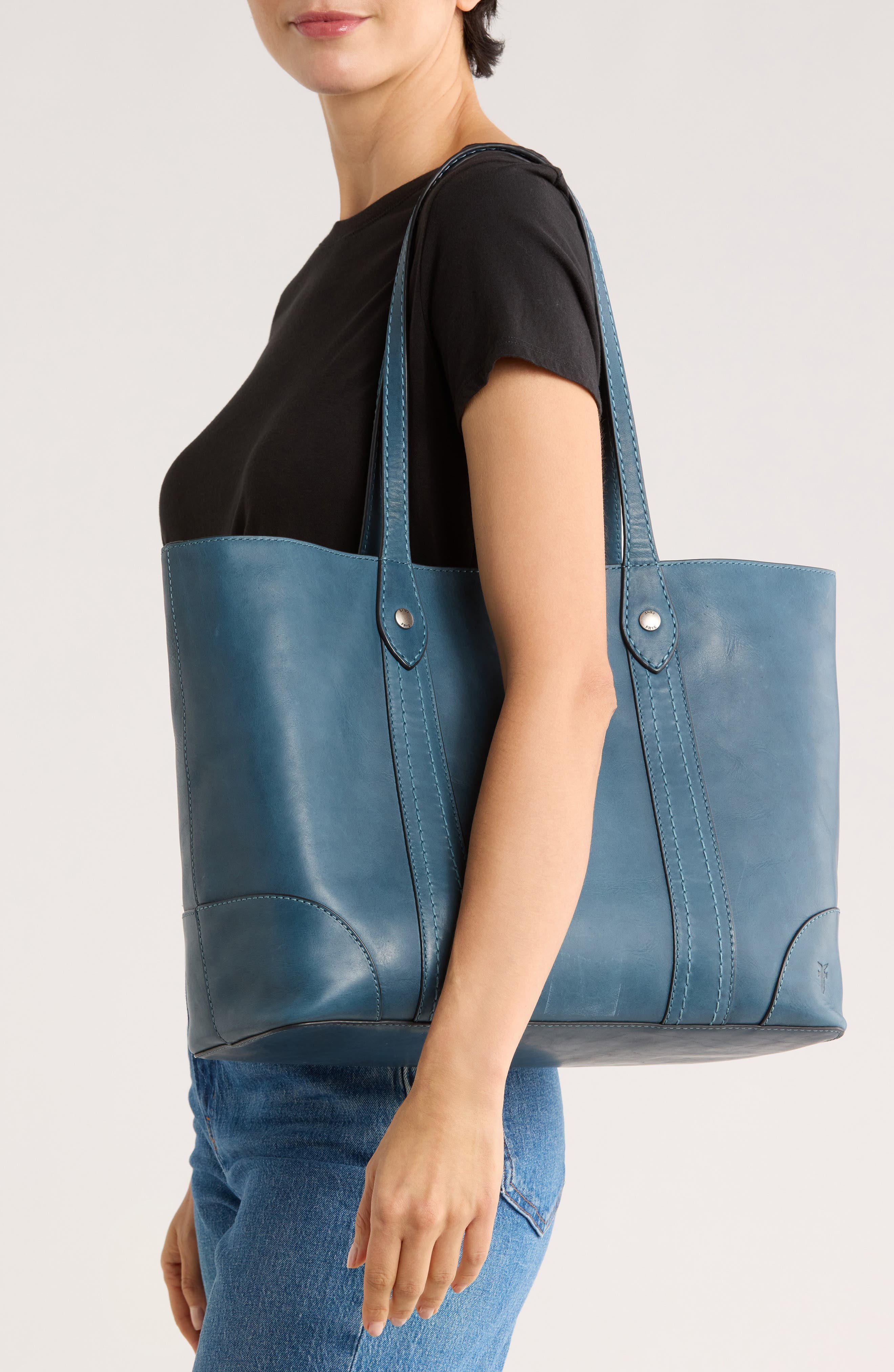 Frye Melissa Leather Shopper Tote Bag, Alternate, color, Steel