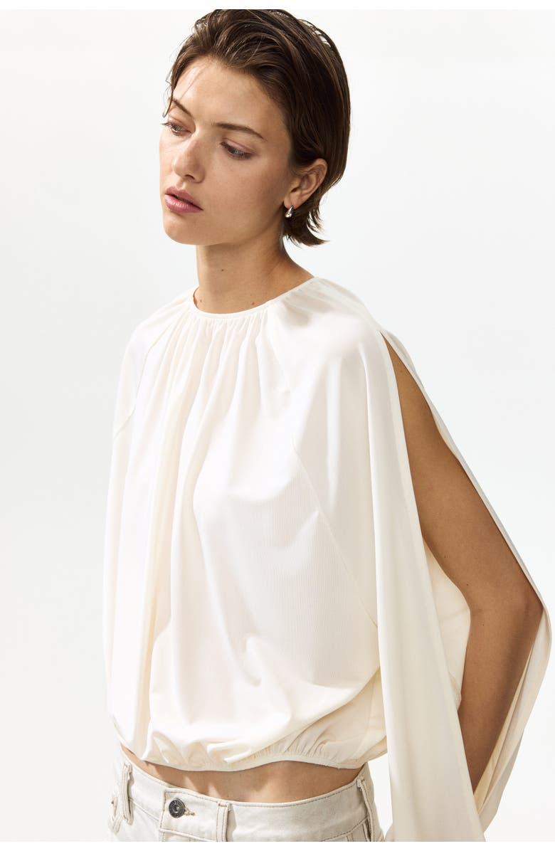 H&M Open-sleeve Top, Alternate, color, Cream
