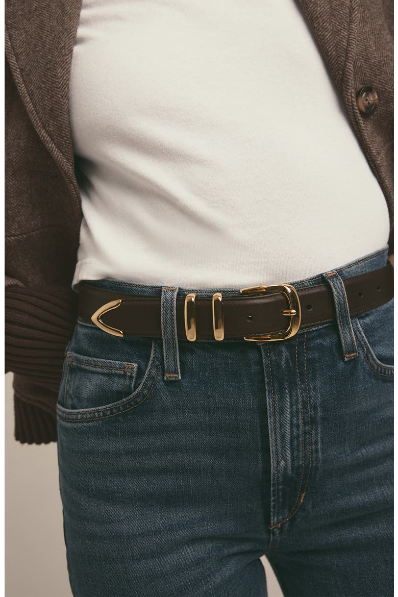 The Jordan Leather Belt, Alternate, color, DARK BROWN/GOLD