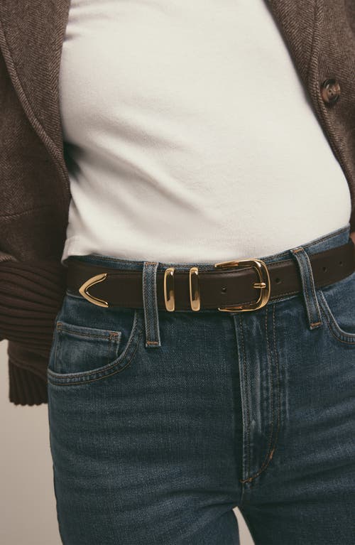 Favorite Daughter The Jordan Leather Belt In Dark Brown/gold