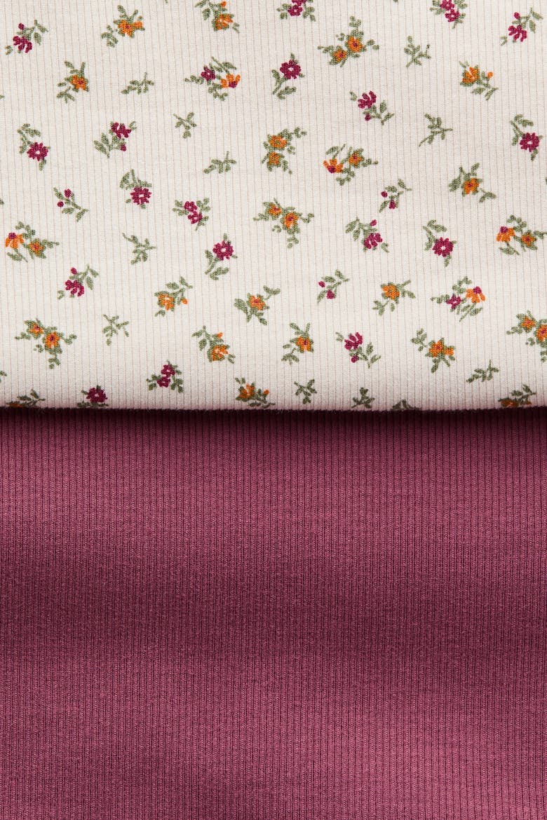 2-pack Cotton Jersey Tops, Alternate, color, Dark dusty pink/floral